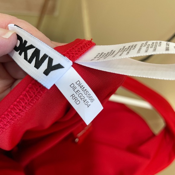NEW WITH TAGS DKNY CABANA PLUNGE RING FRONT ONE PIECE SWIMSUIT‎ IN RED - Picture 5 of 7